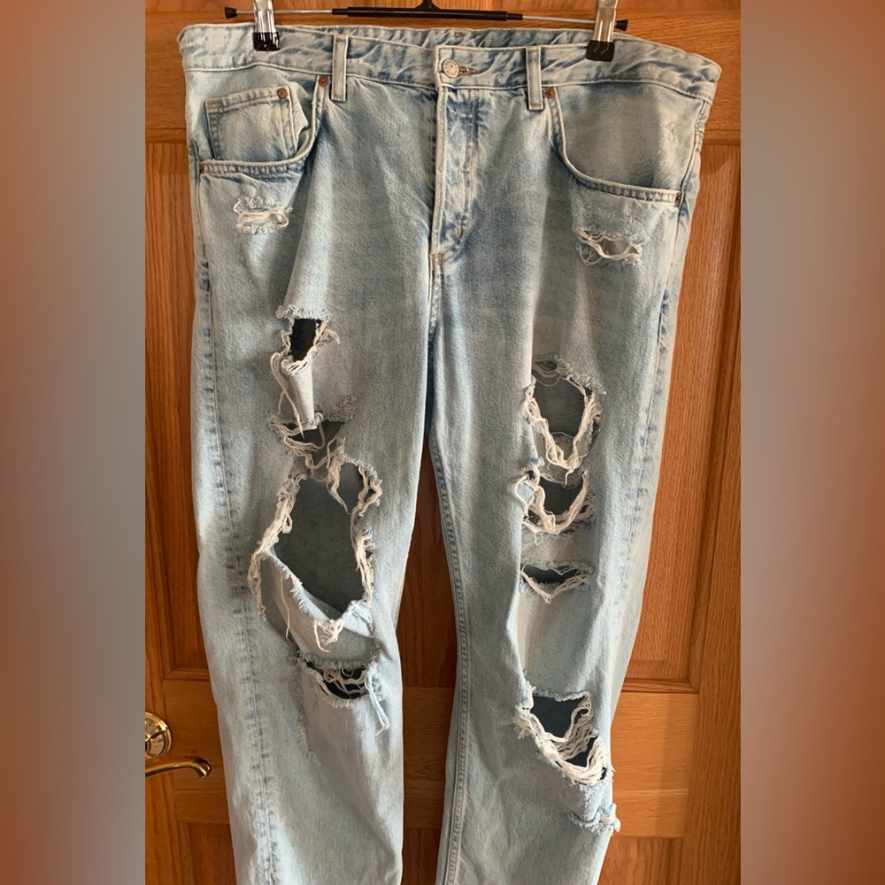 Destroyed Distressed Low Waist Boyfriend Jeans &Denim By H&M Women’s 33/32 - Picture 11 of 12